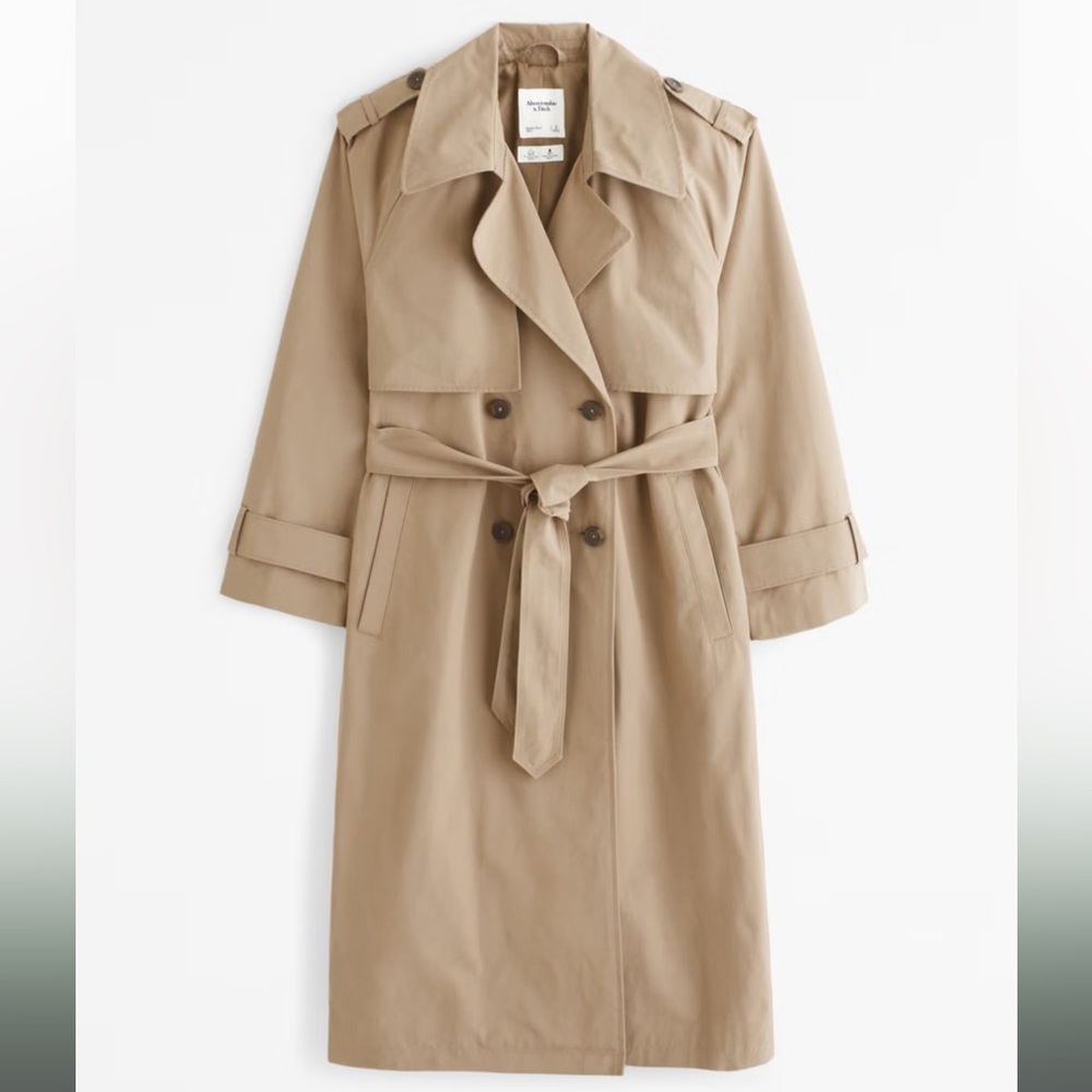 NWT Abercrombie & Fitch Classic Trench Coat in Tan - Picture 11 of 12